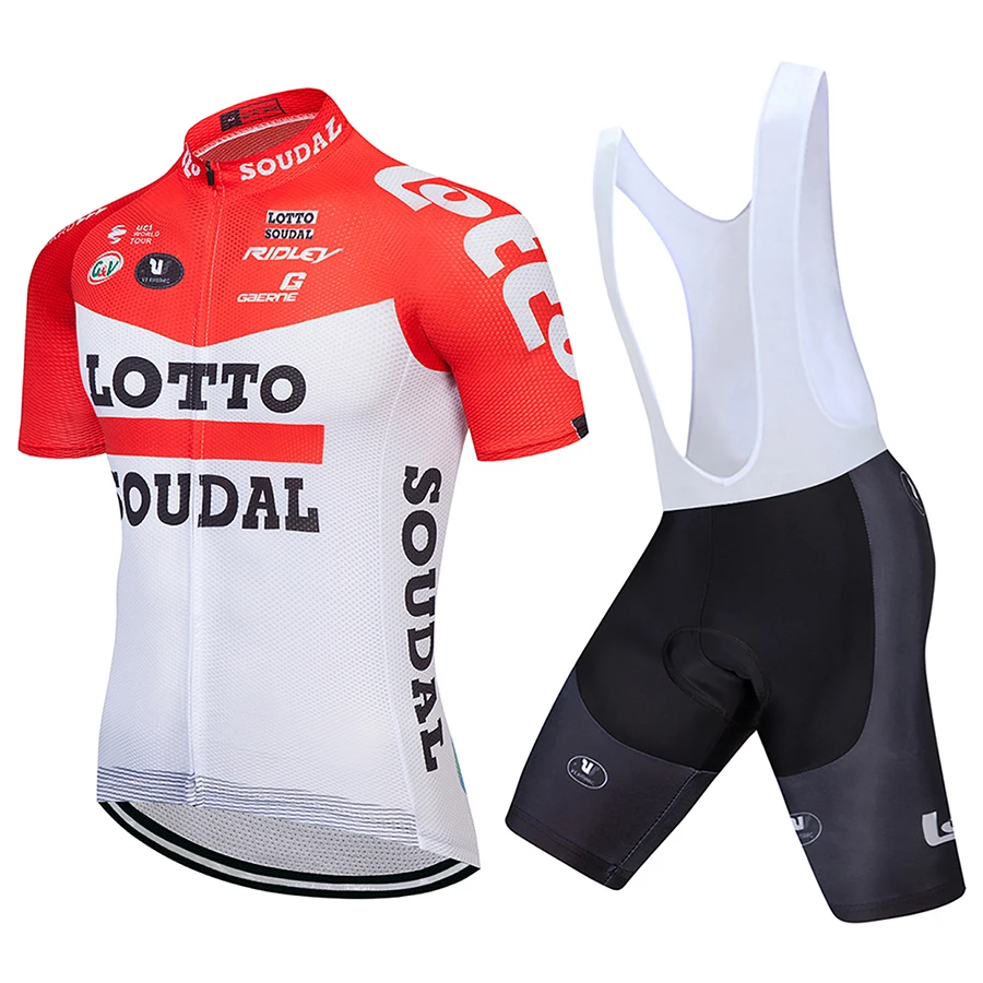

2018 Pro Team Red Maillot Racing Ropa Ciclismo Lotto Cycling Jersey Short Set Men's Bike Clothing MTB Bike Bicicle Red white