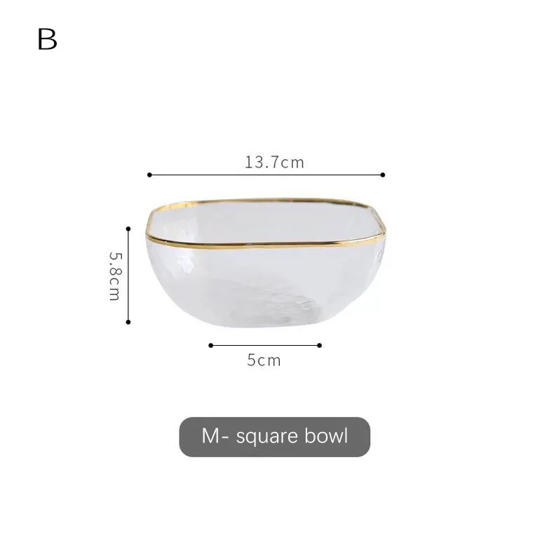 Светильник в скандинавском стиле, роскошная стеклянная миска с ветровым молотком в западном стиле, салатная суповая миска для гурманов, креативная квадратная чаша Пномпеня - Цвет: B. M