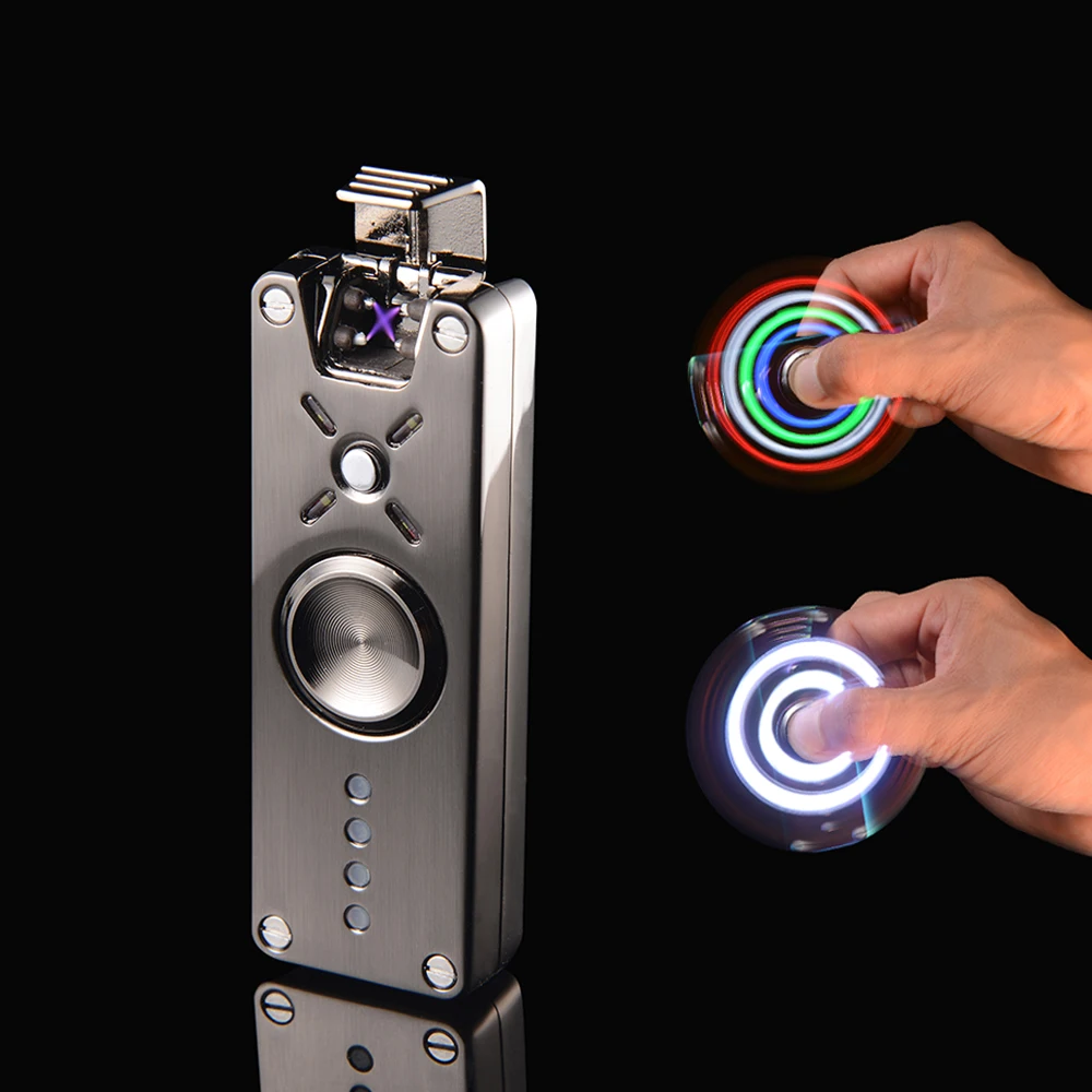 

Pulsed Double Arc Cigarette Electronic Lighter Hand Spinner Finger Rechargeable Lighter USB Flameless Windproof Plasma Lighters