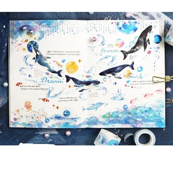 

6 pcs Sea & Star washi tape set 15mm*7m Decorative Seahorse Coralline Starry night masking tapes sticker stationery A6165