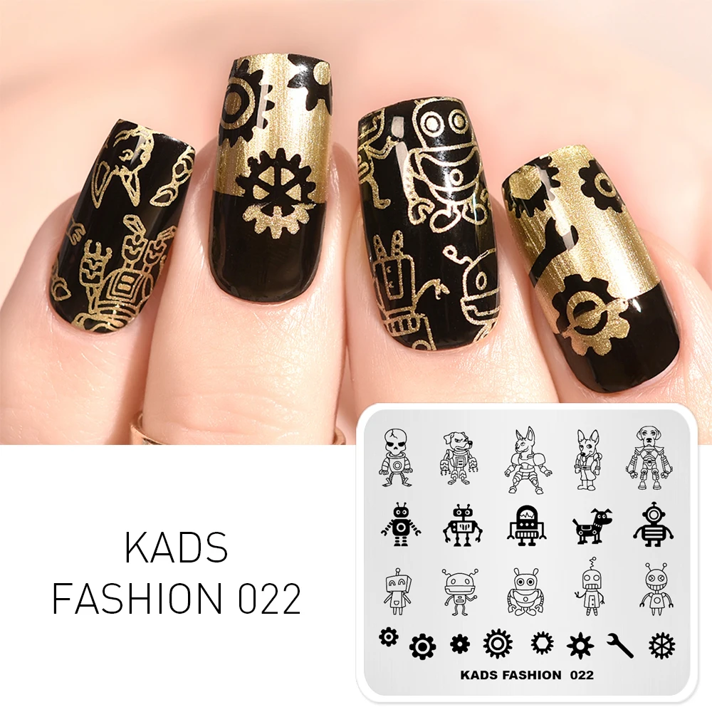 KADS Nail Art Штамп пластина Мода 022 робот дизайн штамповка для ногтей шаблон украшения