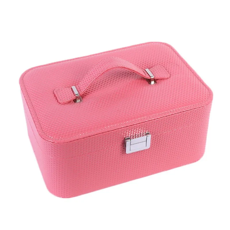 1Pcs Fashion Women's Leather Jewelry Boxes, Cosmetic Bags, Jewelry Boxes Travel Makeup Large Cosmetic Toiletry Zipper Bag Handbag Storage Case HG0484 (14)