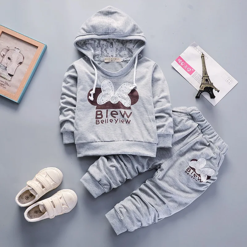 

Baby Toddler Girls Kids 2pc set Lace Cartoon Suit Casual Pants Children Clothes Spring Autumn Clothing Sets 4sets/lot