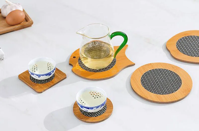 

Eco-Friendly Bamboo Heat Placemats Kitchen Table Mat Hot Pot Holder Teapot Pad Coaster Coffee Tea Cup Kitchen Accessories JZP10