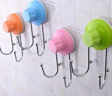 

free shipping,4pcs/lot Bathroom Vacum Suction Cup Seamless Kitchen Shelves Hook Robe Adhesive Hook Suction Cup Double Hook