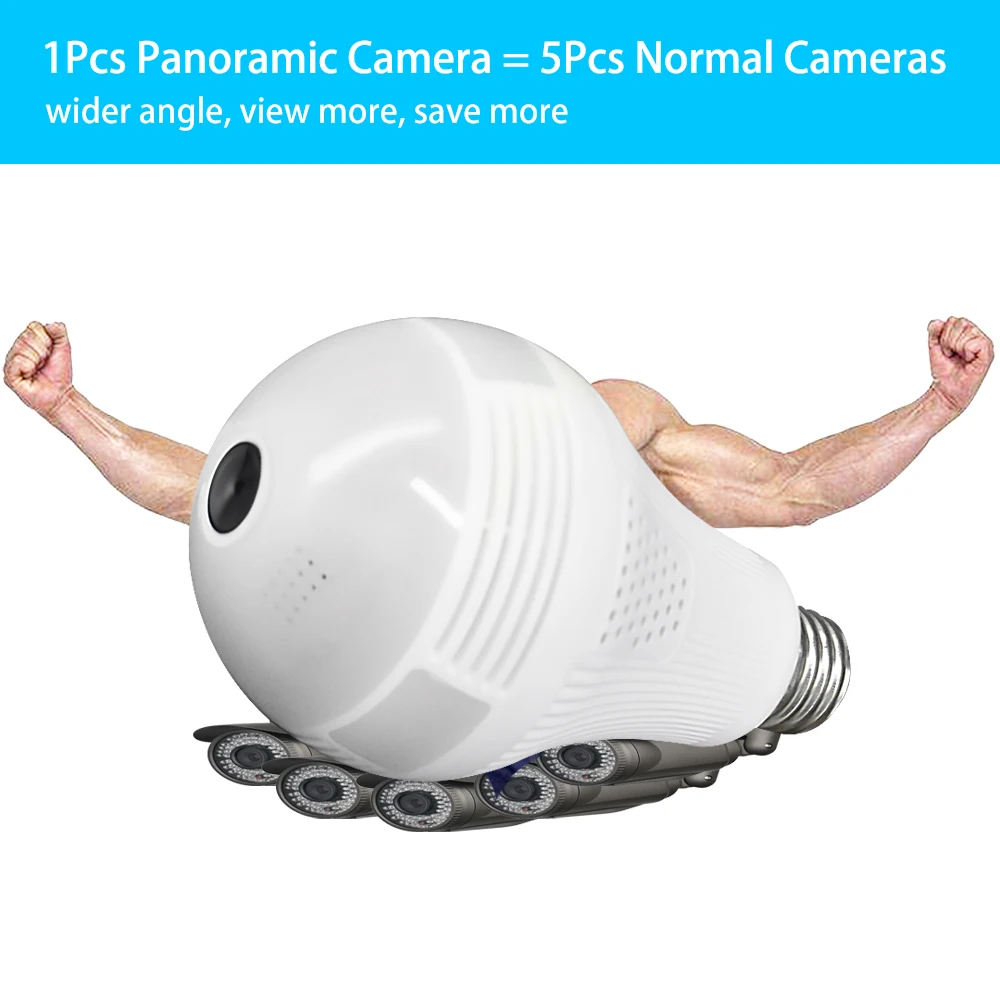 Лампа Беспроводная IP VR камера рыбий глаз 960 P/1080 P/3MP 360 градусов 3D для слежки за домашней безопасностью WiFi панорамный фотоаппарат