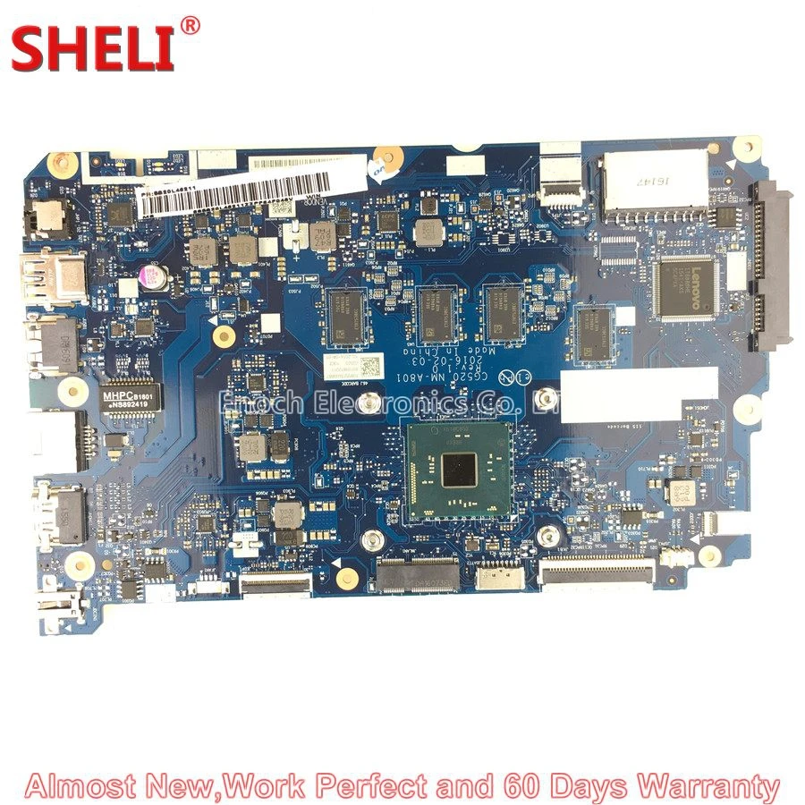 

SHELI 5B20L46211 Laptop Motherboard FOR LENOVO IDEAPAD 110-15IBR CG520 NM-A801 SR2KN N3060 4G System Board Main Board Work Good