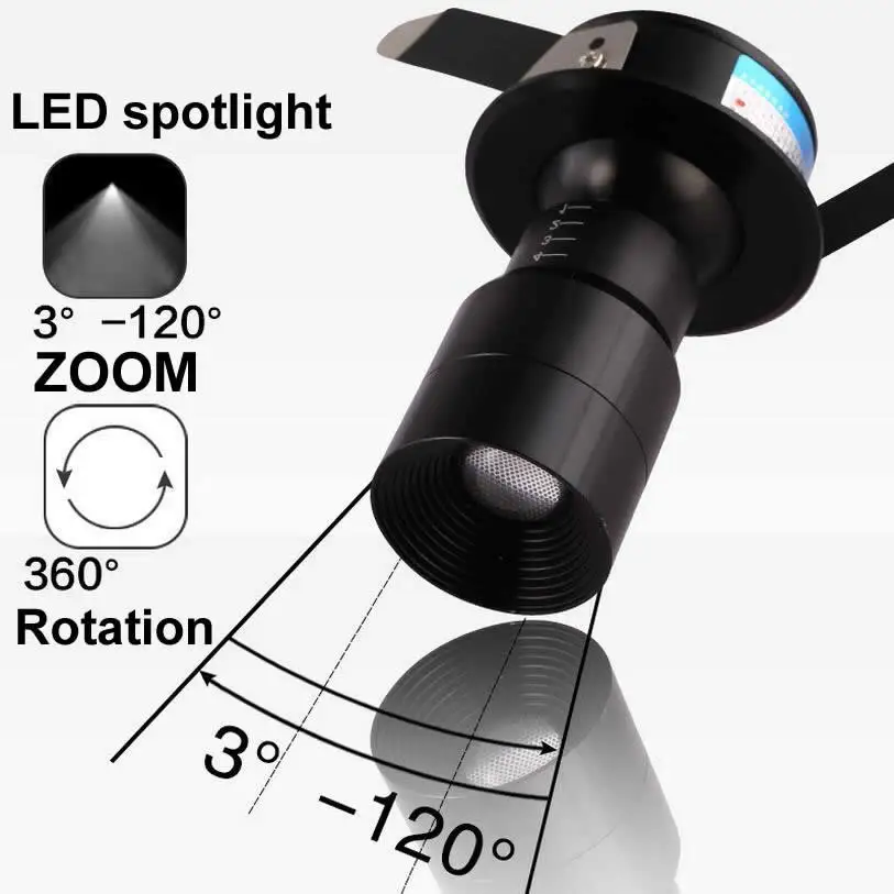 

Spot Led Zoom Downlight Cree Chip 3W 6W 110V 120V 220V Led Spot Museum Cabinets Lustre Lights 3000K 4000K 5000K