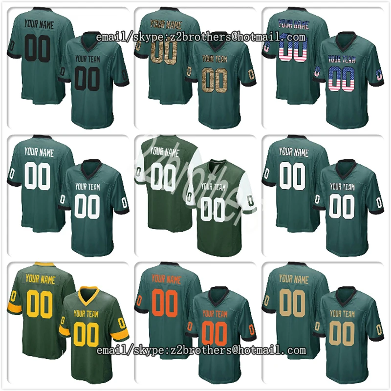 

Custom Green Mesh Replica Football Game Jersey Embroidered High School Team Logo Name And Your Numbers Men Women Adult China OEM