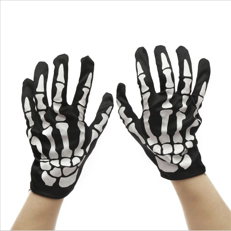 

Cos Halloween Human skeleton glove perform Prop Ball party terror Ghost skeleton Ghost gloves Bone Cloth gloves Weird Skeleton g