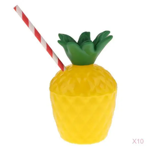 10pcs Plastic Pineapple Drinking Cup Fruit Shape Juice Cups Hawaiian Beach Party Birthday Summer Swimming Pool Party Favors