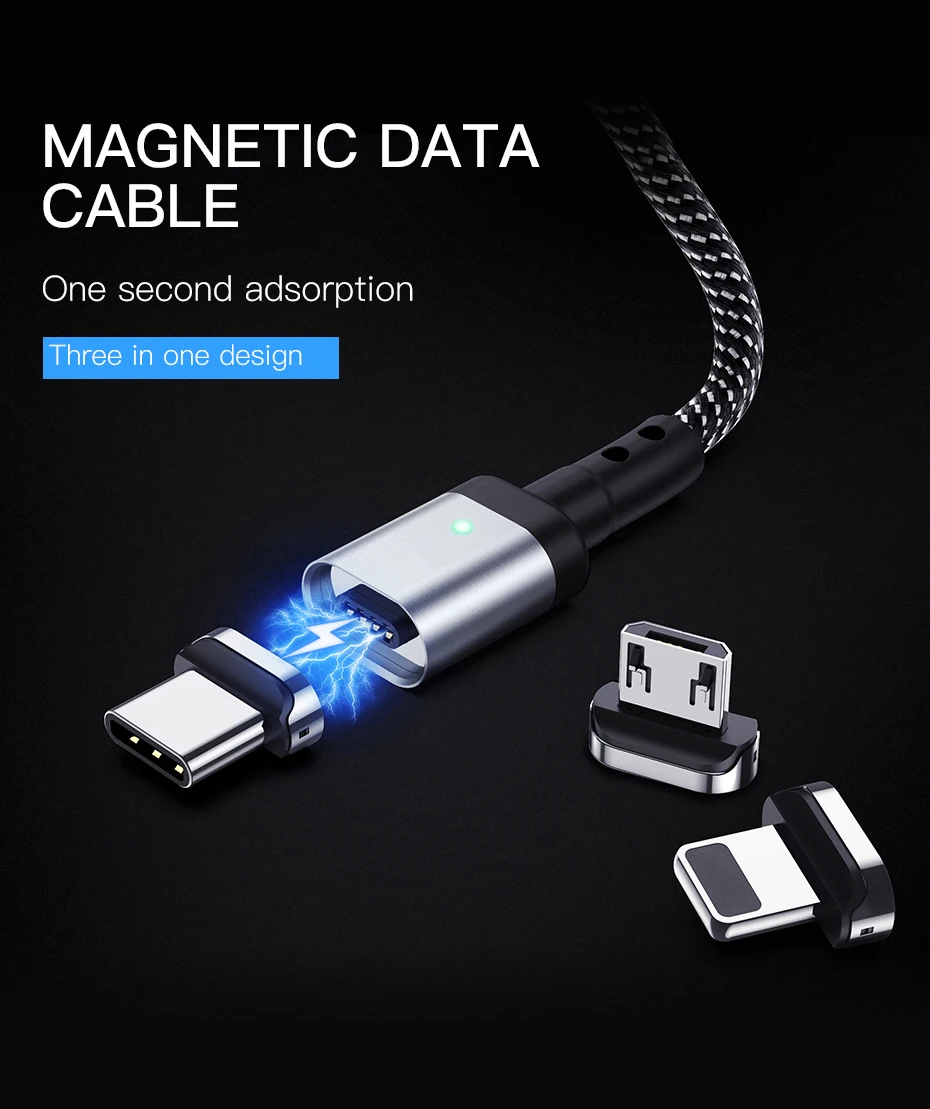 Магнитный кабель для iphone осветительного магнитная зарядка кабеля Micro USB C кабель Тип C Быстрая Зарядка адаптер Micro usb type-C магнитное зарядное устройство