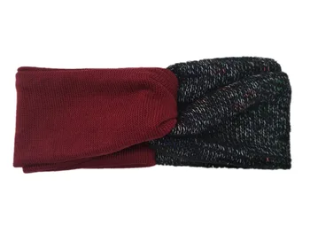 

T175396 new style winter and autumn kniting acrylic patchwork women turban headband