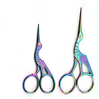 

20Pcs Stainless Steel Vintage Classic Colorful Scissors Nail Art Stork Crane Beauty Tools Handicraft Sewing Cutters-free ship