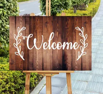 

Rustic Welcome Wedding Sign,Wood Wedding Entrance Welcome Sign With Leaves,Engagement Birthday Party Welcome Sign,Home Decor