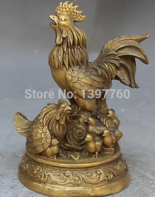 

MISS sta.01067 6" China Bronze Brass fengshui animal Cock Rooster Chicken yuanbao wealth statue