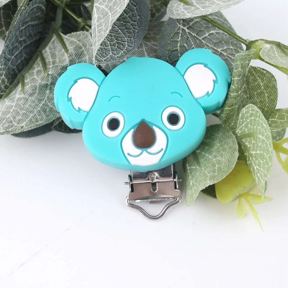 

Bite Bites BPA Free Cute Koala Head Shaped Pacifier Clip Silicone Teething Accessories Clip Nipple Clasps DIY Tool Baby Teether