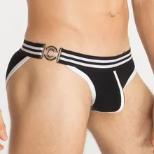 Sexy Men U Pouch cotton Underwear Briefs Jockstrap Gay Miboer Low Rise Shock Side Ring Underpants Gay Wear FX1012