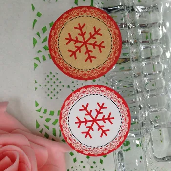 

500pcs/lot Snowflake pattern pattern Kraft Sticker For Diy Hand Made Gift Cake Candy Paper Tags Self Adhesive Stickers Label