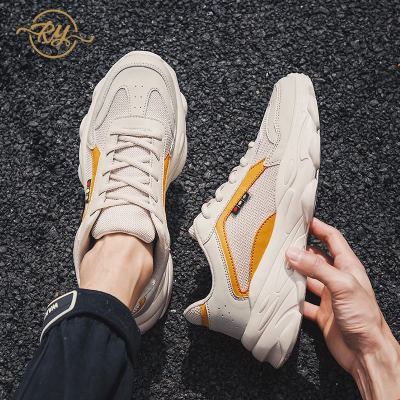 

RY-relaa fashion 2019 new thick bottom increased breathable wild men's shoes Korean casual running sports shoes cool