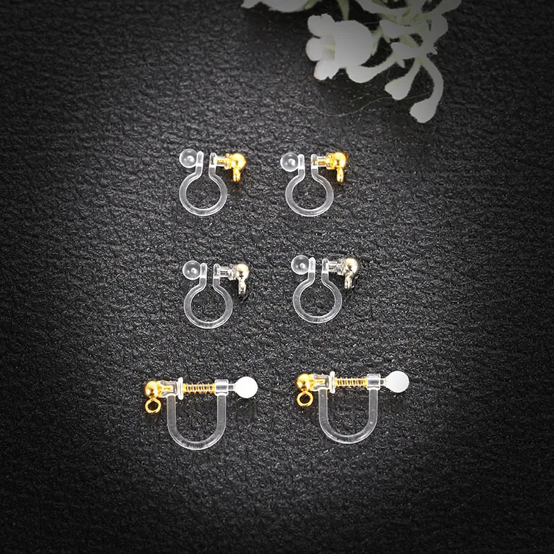 

(71 72 73 ) 6PCS 17x11MM 10x11MM 24K Gold Color Plated Brass Transparent Earring Clip High Quality DIY Jewelry Making Findings