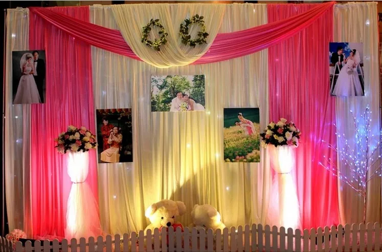 Festival Party Decoration Hot Pink White Wedding Backdrop Wedding