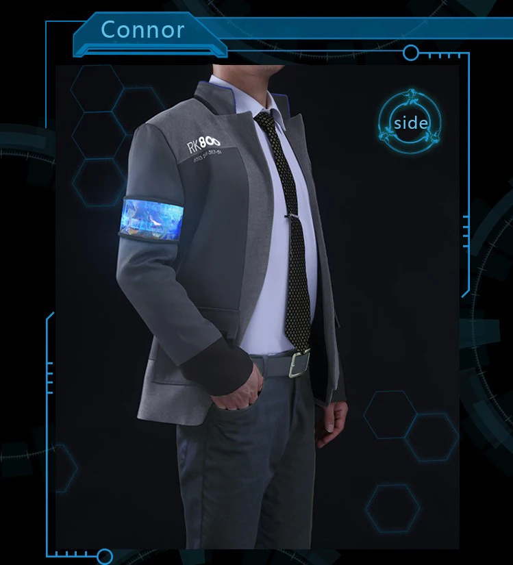 

Game Detroit: Become Human Cosplay Connor RK800 LED Upgrade Agent Suit Uniform Tight Unifrom Cosplay Costume for Halloween