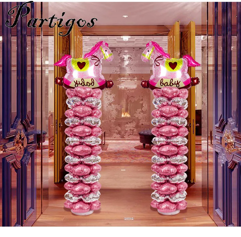 

1 set Pink Crown cake Foil Balloons Upright Clover Ballons Birthday Baby Boy Girl Stand Set Arch Gifts Globos Child Party Decor