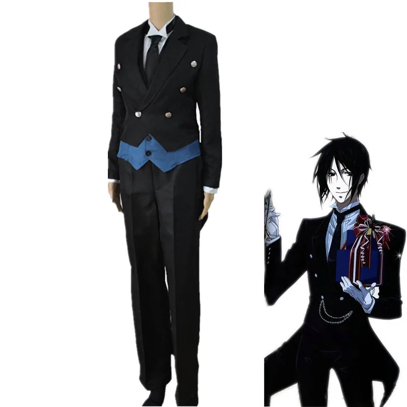 Black Butler 2 Kuroshitsuji Sebastian Michaelis Uniform Cosplay Costume Outfits