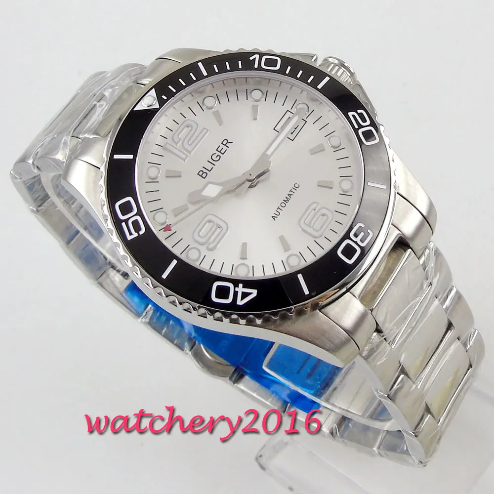 

Fashion Casual Brand BLIGER Automatic Men's Wrist Watch Silver Dial Waterproof Steel Watch Relogio Masculino Male Clock