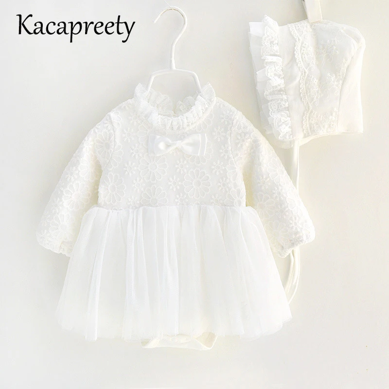 

White girls lace dress Spring autumn mesh tulle long sleeve party wedding kids dresses for girls costumes Xmas clothes 0-12m