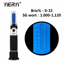 Yieryi ручной 0~ 32% БРИКС 1,000-1,120 пивной сусток SG Удельный гравитационный рефрактометр пивоваренный рефрактометр пива сусток двойной Масштаб