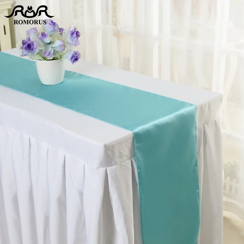 

5pcs/lot Turquoise/Red/Purple/Gold/Blue Satin Table Runners 30*275cm Modern Table Runner for Wedding Party Banquet Decoration
