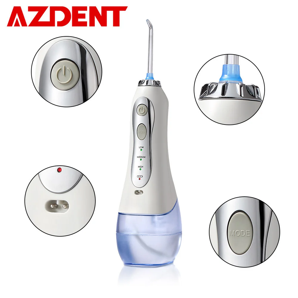 

Hot 3 Modes Cordless Water Dental Flosser Portable Oral Irrigator Floss USB Rechargeable Oral Tooth Tongue Clean 5 Jet Tip 300ml