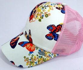 50 шт./партия Federal Express быстро,, Европейский стиль, Женский Повседневный принт бабочки на цветах бейсболка для взрослых женские сетчатые шляпы от солнца - Цвет: 2