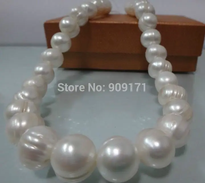 

OIO8989 KI99 Free Shipping>>9-10MM SOUTH SEA GENUINE WHITE BAROQUE PEARL NECKLACE 18