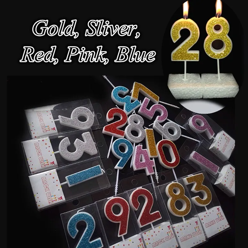 

Zhihong Number Birthday Candles Gold Sliver Red Pink Blue Kids Birthday Candles for Cake Party Supplies Decoration Cake Candles