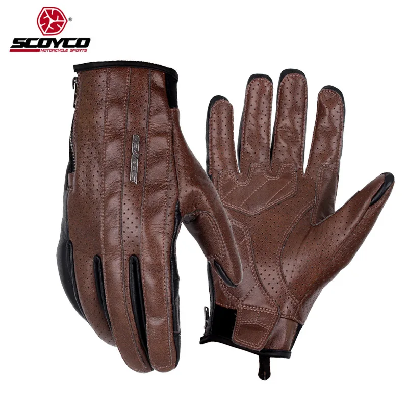 

SCOYCO For Men Retro Leather Motorcycle Gloves Motorbike Racing Gloves Touch Screen Moto Motocross Glove Motocicleta Guantes