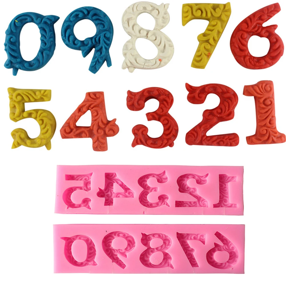 

3D 0-10 Number / Digit Shape Silicone Fondant Cake Mold Cupcake Cookie Chocolate Kitchen Baking Mould Cake Decorating Tools