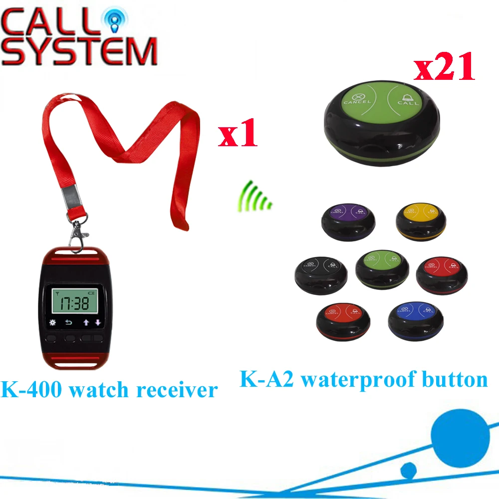 

Table Bell Calling System Promotions Wireless Calling With New Arrival Restaurant Pager CE Approval(1 watch+21 call button)
