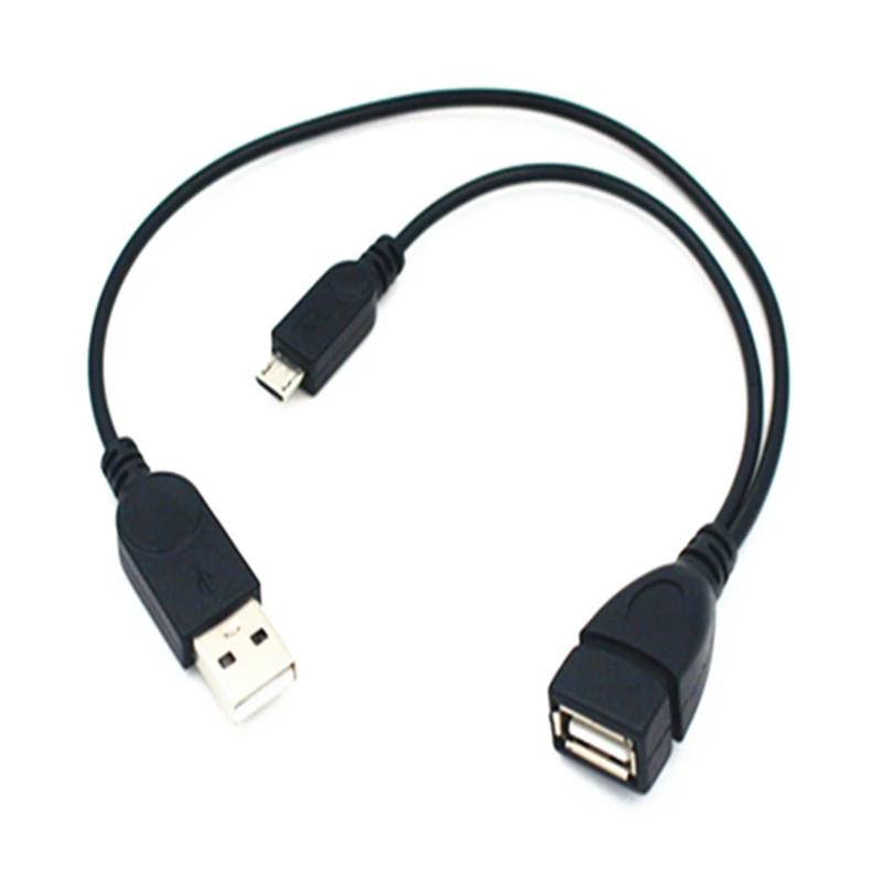 Micro USB 2,0 5-контактный кабель хоста OTG адаптер с USB Мощность для сотового телефона подставки для мобильных телефонов и планшетов внешний U диск читателя кабель