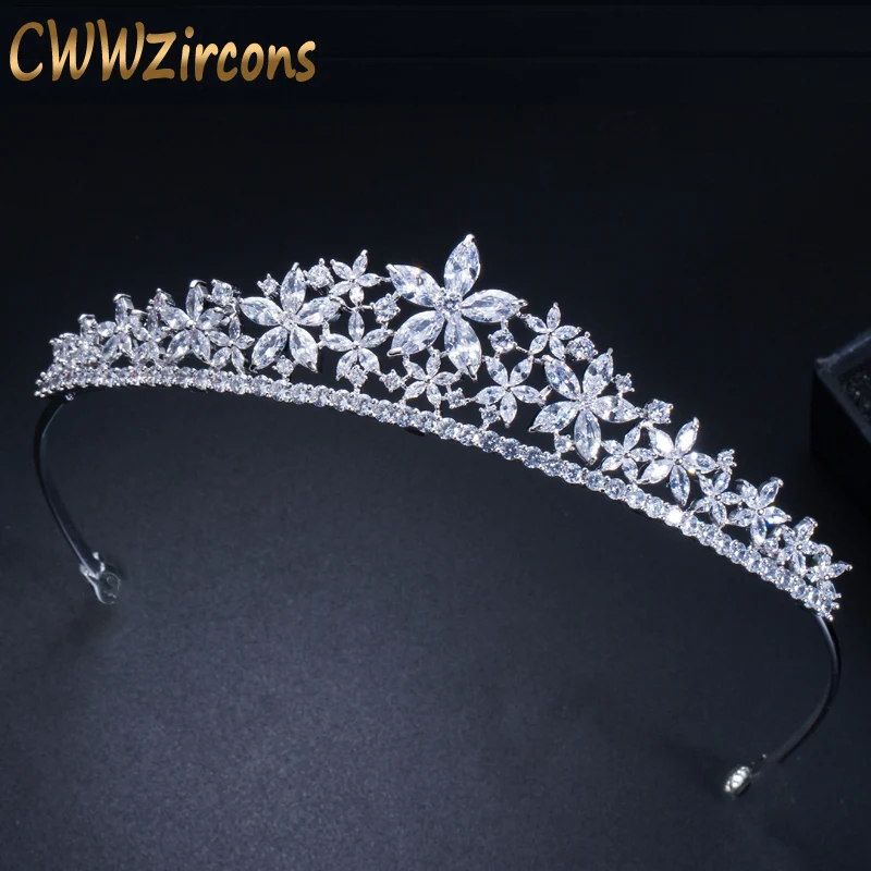 CWWZircons элегантная тиара с огранкой маркиза цветок из кубического циркония
