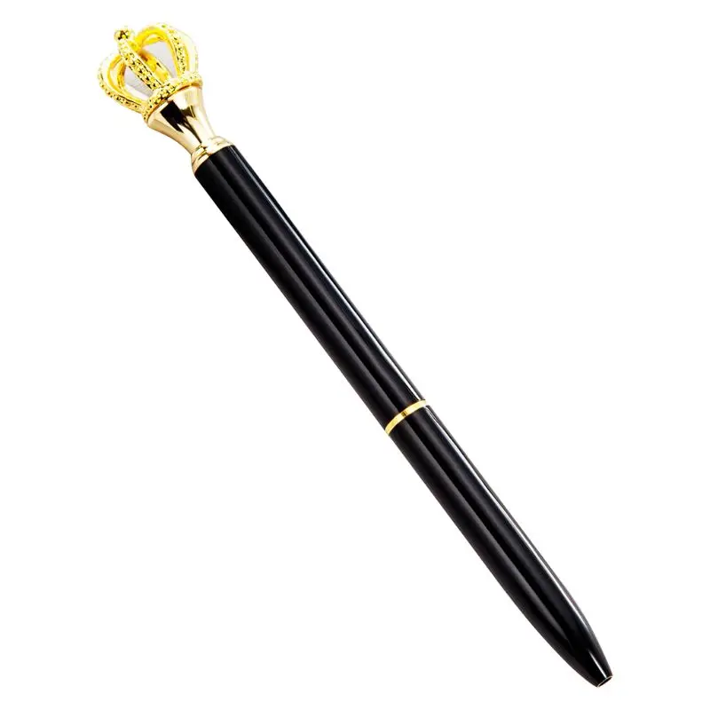 Изысканная сияющая Корона шариковая ручка кристалл алмазный инструмент для письма офисные принадлежности студенческие канцелярские принадлежности - Цвет: BK