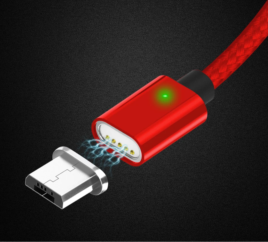 Topk 2.4A Магнитная Micro usb-кабель Модернизированный плетеный нейлоновый светодиодный индикатор быстрой зарядки магнит Зарядное устройство кабель для Micro USB телефоны