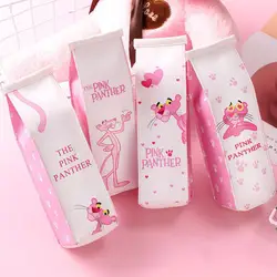 1 шт Kawaii животных Розовая пантера леопард молоко коробка пенал из полиуретана кожа пеналы для девочек канцелярские Эсколар подарки для