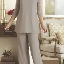 Женские Элегантные Блестки из 2 предметов, шифоновое платье для матери невесты, 3/4 рукава для свадьбы, жениха