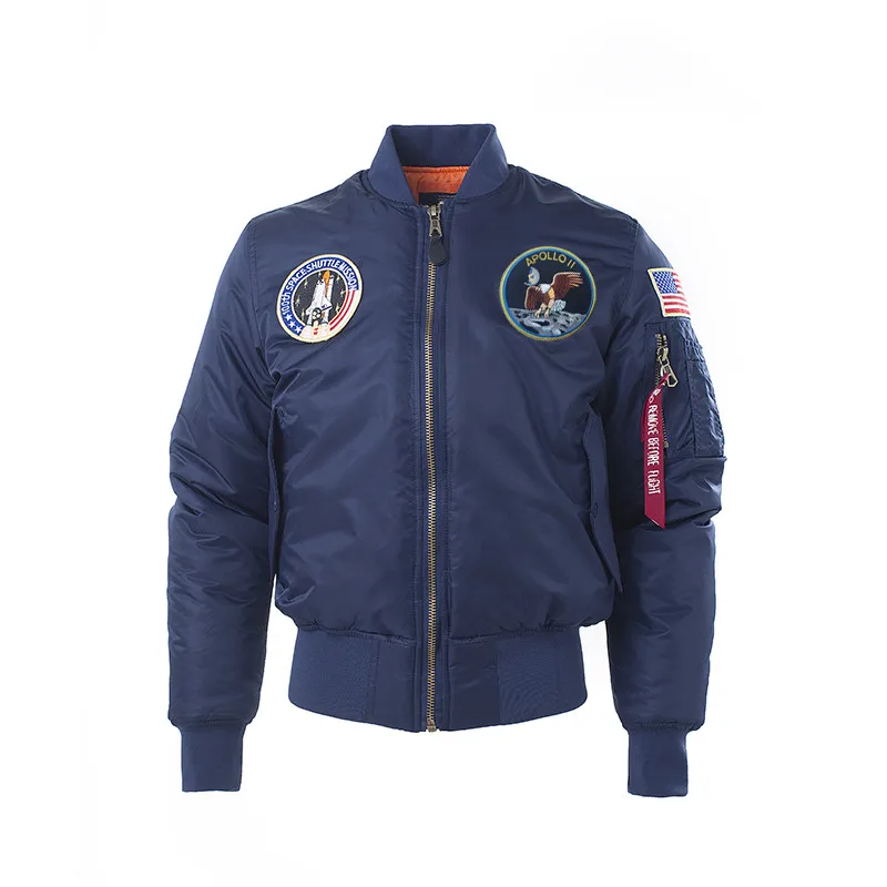 Winter Apollo 100th SPACE SHUTTLE MISSION Thick Padded MA1 Bomber Hiphop US Air Force Pilot Warm Ov
