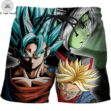 Комбинации для мужчин короткие Dragon Ball Гоку повседневное мужской летний 3D принт фитнес быстросохнущая пляжные шорты для будущих мам