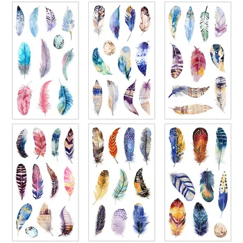 

6pcs Colorful Romantic Dream Feather sticker Diary Notebook Planner / Handbook DIY letter thin Paper Sticker