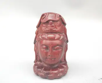 

China wood carving Guanyin bodhisattva Buddha head small statue